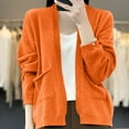 thumbnail image 2 of Womens Cardigans Lightweight with Pockets Long Sleeve Open Front Sweaters Casual Loose Knitted Outwear Coat (Orange XL), 2 of 4
