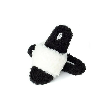 

Women s Faux Wool Cozy Plush House Slippers with Non-Slip Soles Black & White 5-7