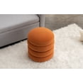 thumbnail image 5 of Round Ottoman Storage Box, Velvet Pouffe Footstool 18.5'' Padded Stool Seat, Wooden Frame Footrest Vanity Stool for Makeup Room Bedroom Living Room Balcony (Orange), 5 of 9