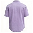 thumbnail image 3 of Uwinwear Men's Classic 1 Pocket Short Sleeve Button Up Shirt Washed Denim Short Sleeve Shirt Loose Fit Casual Summer Tops,Purple,XXXXL, 3 of 3