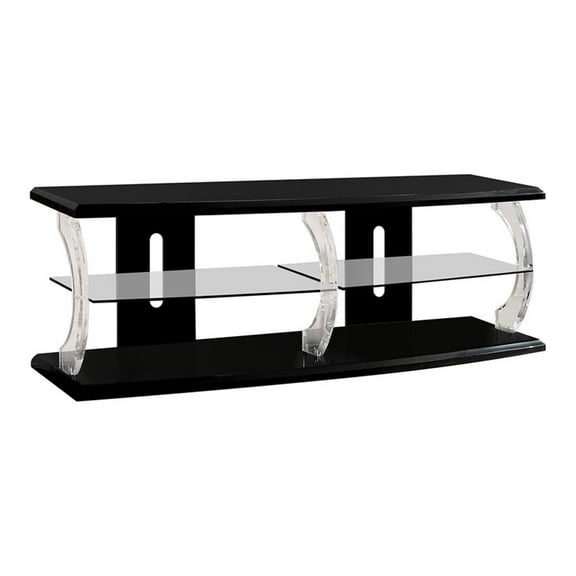 Furniture of America Jerry Contemporary Wood Storage 60-Inch TV Stand in Black