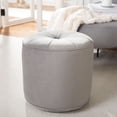 thumbnail image 2 of SAFAVIEH Hawkem Tufted Cylinder Ottoman, Light Grey ( 20.1 in. W x 20.1 in. D x 18.1 in. H), 2 of 7