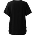 thumbnail image 4 of Pompotops T-Shirt Mode Femme Imprimé Couleur Unie Col en V Manches Courtes Tee Décontracté, 4 of 5