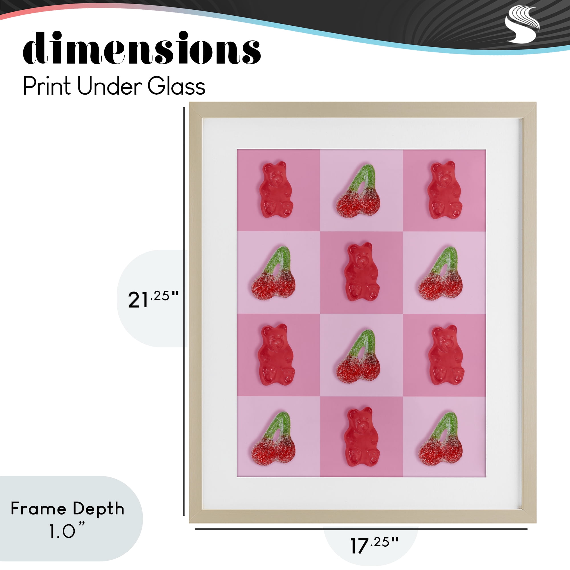 Stupell Industries Gummy Bears and Cherries Grid Birch Framed Print Under Glass, design by LISH Creative
