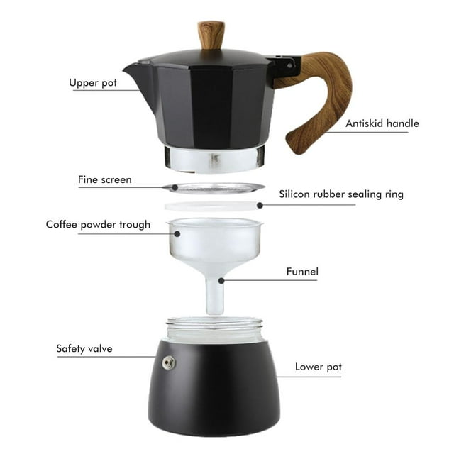 Aluminum Italian Style Espresso Maker,150ML/300ML Portable Aluminum Italian Mocha Cold Extract Pot Moka Pot Coffee Maker Expertly Crafted