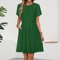 thumbnail image 2 of Dark Green Short Sleeve Dress Women Summer Evening Dresses Ladies Sundress, 2 of 7