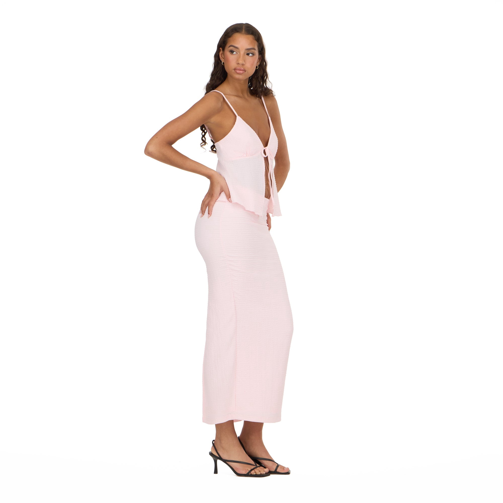 Forever 21 Women's Tank Top with Tie Front and Maxi Skirt Set