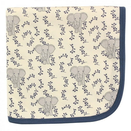 UPC: 0660168686623 | Touched by Nature Baby Boy Organic Cotton Swaddle  Receiving and Multi-purpose Blanket  Blue Elephant  One Size