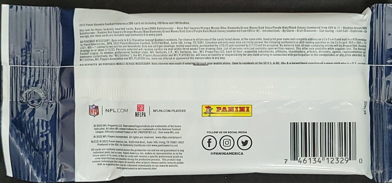 2022 Panini Absolute Football Fat Pack Display Box