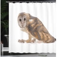 thumbnail image 3 of Ambesonne Owl Feather Shower Curtain, Indigenous Hunter Bird, 69"Wx84"L, Camel Taupe and White, 3 of 4