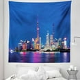 thumbnail image 1 of City Tapestry, Colorful Night of Shanghai Twilight Modern Big Buildings Picture Print, Fabric Wall Hanging Decor for Bedroom Living Room Dorm, 5 Sizes, Cobalt Blue and Fuchsia, by Ambesonne, 1 of 1