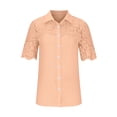 thumbnail image 3 of QLEICOM Women's Summer Lace Tops V-Neck Short Sleeve Shirts Fashion Casual Business Soild Basic Tees Shirts Blouses Orange A 3XL, US Size:14, 3 of 5