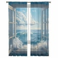 thumbnail image 3 of Blue Sky Ocean Sheer Curtains 63 Inches Length 2 Panels Set, Window Sheer Curtains for Living Room/Bedroom, Coastal Sea Waves Summer Window Scenery Light Filtering Rod Pocket Curtain 52'' x 63'' x 2, 3 of 7