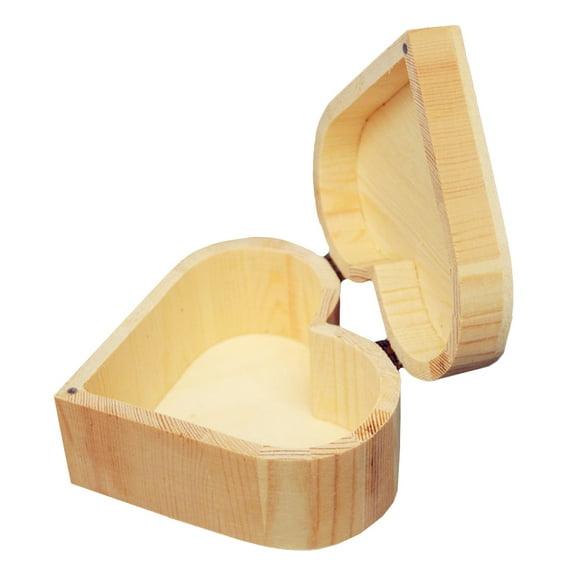 IBASETOY 1Pcs Heart Shaped Wooden Craft Jewelry Box for Jewelry Packaging and Home Decoration