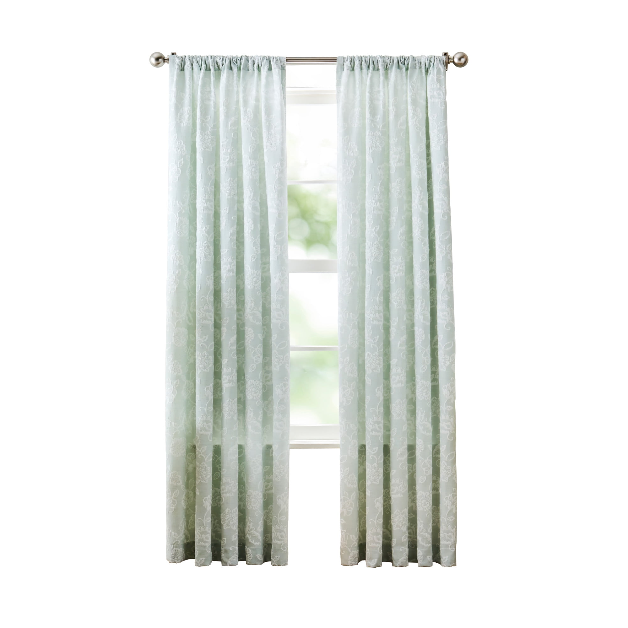 Martha Stewart Raina Matelasse Curtain Panel Pair, Sage, Pole Top, Light Filtering, Indoor, Adult, 2 Piece Set, 50" x 95"