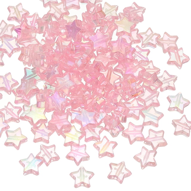 Uxcell 11mm Crystal Star Beads, 100 Pcs Acrylic Star Bead, Pink