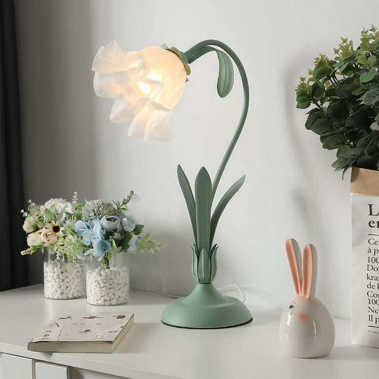 Glass flower cheap table lamp