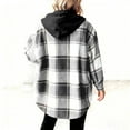 thumbnail image 7 of Fleece Liend Jackets for Women with Hood Casual Button Down Buffalo Plaid Flannel Shirts Fall Winter Fashion Shacket Coats, 7 of 7