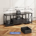 thumbnail image 4 of HIGDBFE TV Stand for 55 inch TV with 2 Fabric Drawers, Industrial Entertainment Center with Open Shelves and Led Lights for Living Room Bedroom, Rustic Black, 4 of 9