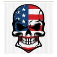 thumbnail image 2 of Ambesonne American Flag Shower Curtain, Scary Skull Art, 69"Wx84"L, Blue White Red, 2 of 4