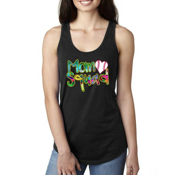 Wild Bobby, Colorful Baseball Mom Squad, Sports, Women Racerback Tank Top, Black, Small