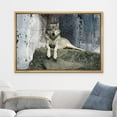 thumbnail image 2 of wall26 - Animal Theme Framed Canvas Wall Art - A Wolf Laying on a Boulder - Giclee Print Gallery Wrap | Modern Home Art Stretched &amp; Ready to Hang - 16"x24" Natural, 2 of 5