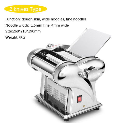 Automatic Electric Pasta Noodle Maker Machine with 2 Blades Stainless Steel Dumpling Dough Skin Machine 135W 110V 4mm for Homemade Noodles Fresh Spaghetti or Fettuccini US Stock 