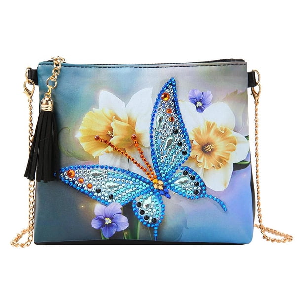 Wdftyju Bolso bandolera de hombro con cadena de embrague de cuero con pintura de diamante en forma especial de bricolaje Wdftyju 3ju3ed9sr3rs7js5