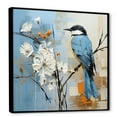 thumbnail image 2 of Designart "Minimalist Blue Bird With White Blossoms" Birds Of Paradise Floater Framed Canvas Prints, 2 of 5