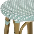 thumbnail image 6 of Dohney Outdoor French Aluminum 29.5 Inch Barstools, Set of 4, Light Teal, White, and Bamboo Finish, 6 of 7