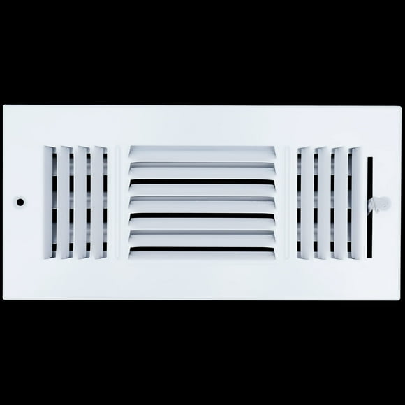 Handua 10"W x 4"H [Duct Opening Size] 3 Way Steel Air Supply Diffuser | Register Vent Cover Grill for Sidewall and Ceiling | White | Outer Dimensions: 11.75"W X 5.75"H for 10x4 Duct Opening