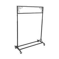 SSWBasics Boutique Vintage Single Rail Rolling Rack  48"W X 20"D X 48-66"H- Sturdy Rolling Rack Adjustable Clothing Rack for Boutique and Retail Single Rail Rolling Coat Rack for Home Use