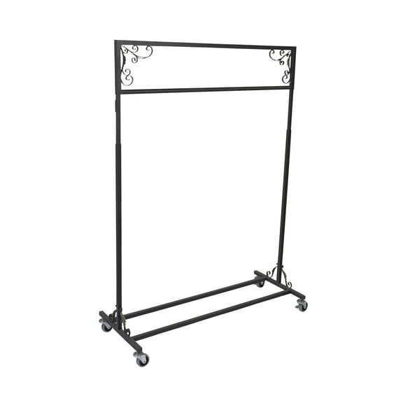 SSWBasics Boutique Vintage Single Rail Rolling Rack  48"W X 20"D X 48-66"H- Sturdy Rolling Rack Adjustable Clothing Rack for Boutique and Retail Single Rail Rolling Coat Rack for Home Use