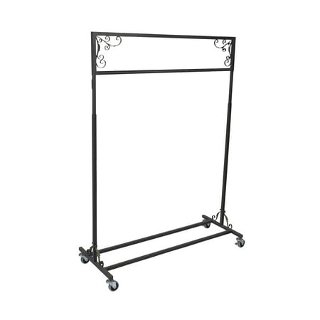 SSWBasics Boutique Vintage Single Rail Rolling Rack 48"W X 20"D X 48-66"H- Sturdy Rolling Rack Adjustable Clothing Rack for Boutique and Retail Single Rail Rolling Coat Rack for Home Use