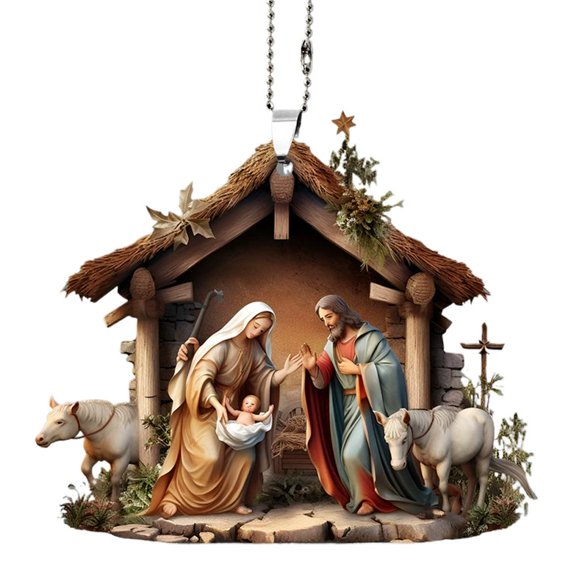 Nativity Scene Ornaments,Christmas Ornaments Nativity Scene Christian Religious Decorative,Xmas Tree Nativity Scene Hanging Ornaments,The Birth of Decor,Religious Gifts for Christian Family