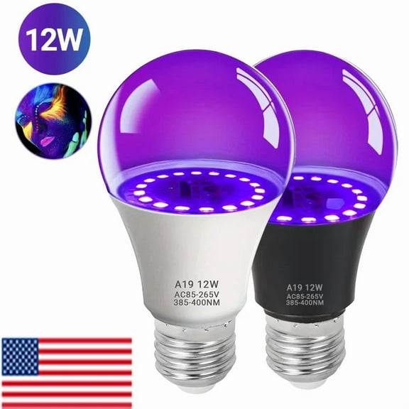 VAULT- 2Pcs Black 12W E27 Uv Led Bulb Purple Black Lights Bulbs Party Fluorescent Light