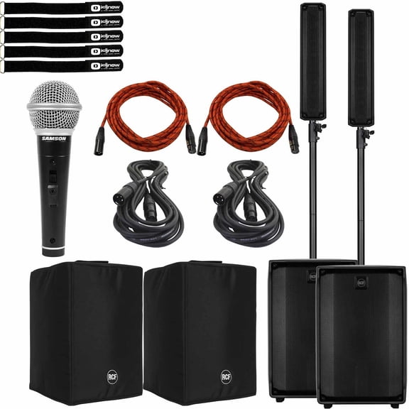 RCF Evox J8 Active Two Way Portable Arrays with Covers & Cables Dual Package