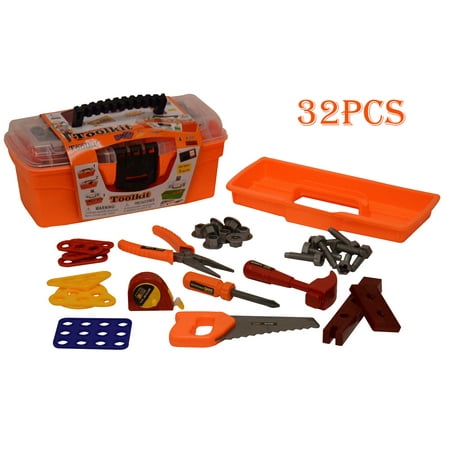 Kids Toy Tool Set Pretend Play Construction Tools Playset with Handy Lightweight Suitcase