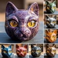 thumbnail image 2 of OIUR Realistic Cat Head Sculpture Hand-Carved Cat Head Statue Figurine Home Office Desktop Decoration Ornament Cat Lovers Gift, 2 of 7