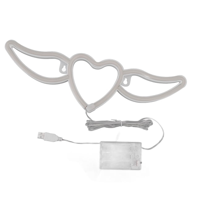 Luz de neón LED con forma de ala en forma de corazón, luz de pared de neón para restaurantes, bares, decoraciones para fiestas