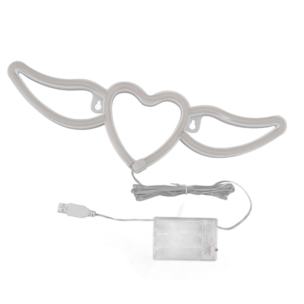 Luz de neón LED con forma de corazón y alas, luz de pared de neón para restaurantes, bares y decoraciones de fiestas.