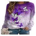 thumbnail image 1 of QJUHUNG Sweat-Shirt Décontracté à Manches Longues pour Femmes Papillon Imprimé Graphique Floral Pull Léger, 1 of 4