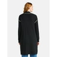 thumbnail image 3 of Time and Tru Women’s Longline Cardigan Sweater with Whipstitch Trim, Midweight, Sizes XS-XXXL, 3 of 5