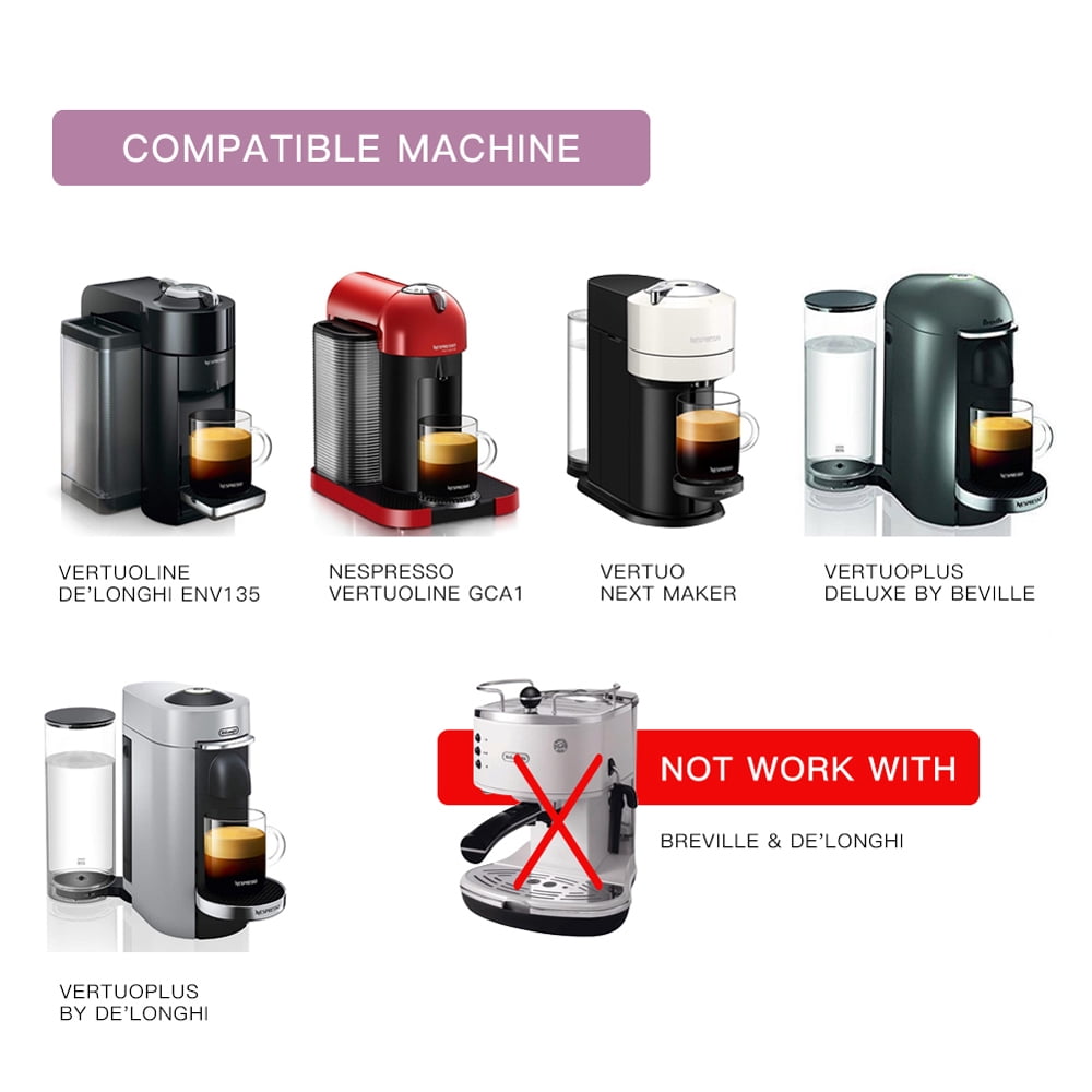 Stainless Steel Fillable Coffee Capsules Reusable Coffee Capsules Cup Filter Set Compatible with Vertuo Capsules Pod Vertuoline GCA1 and Delonghi ENV150 Coffee Machine