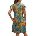 thumbnail image 5 of Fantaslook Summer Dresses for Women Ruffled Sleeve V Neck Dress Casual Floral Sundresses with Pockets, 5 of 9