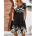thumbnail image 4 of Vestido Zeagoo, camiseta de verano casual con estampado floral, negro/caqui, 4 of 5
