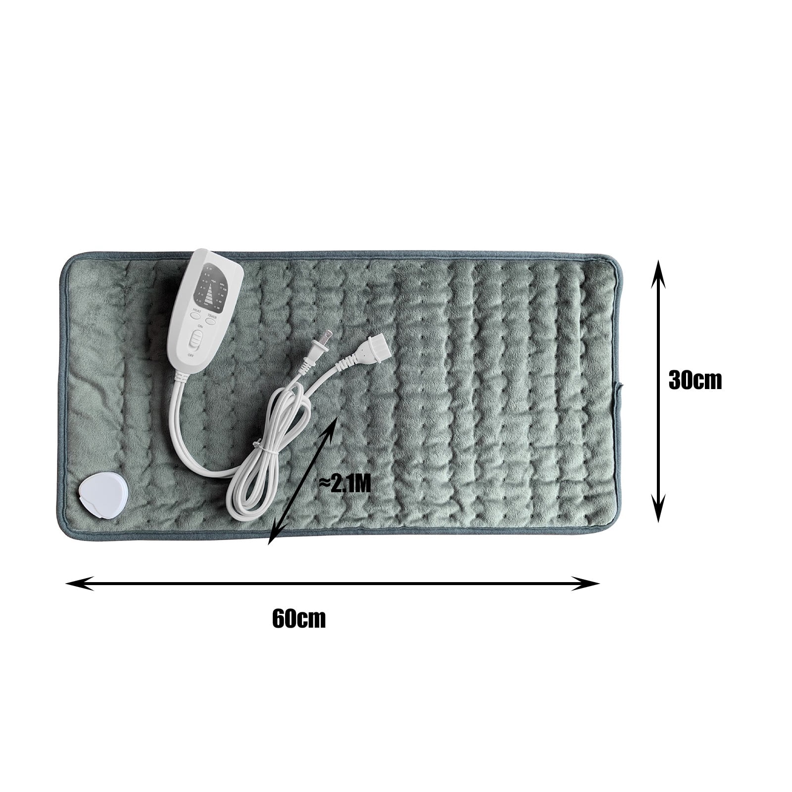 Electric Heating Pad for Body Pain Relief | 6 Heat Settings & 4-Timer Controller | Washable Fleece Heat Mat | 60x30cm | LED Indication | Fast Heating Warm Blanket | 75W Power | Long 2.1m Cable
