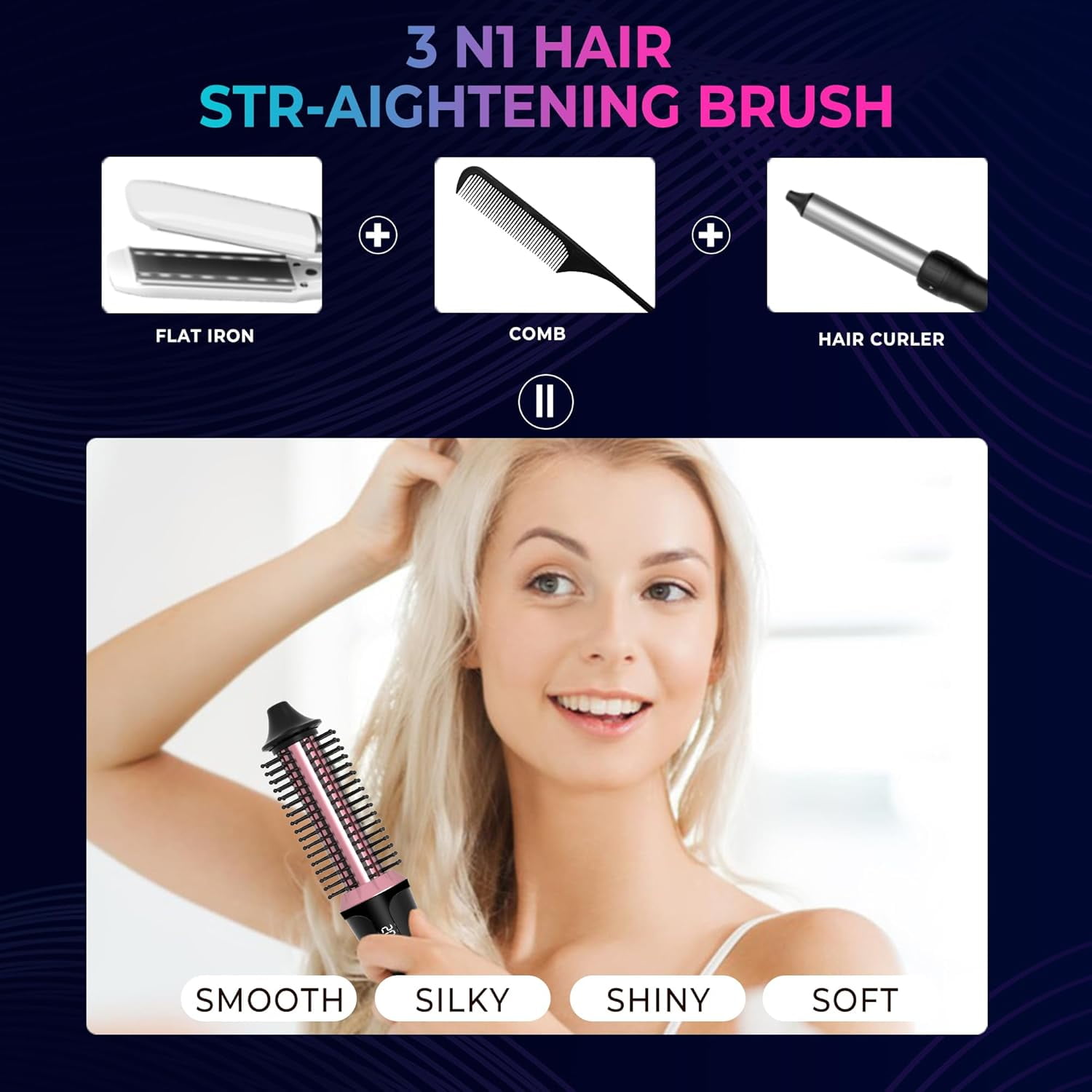 2025 Cordless Curling Iron Rechargeable, 4000 mAh USB Thermal Brush with 3 Temp Setting Mini Travel Curling Iron, Ceramic Cordless Hair Curler, Battery Powered Curling Iron