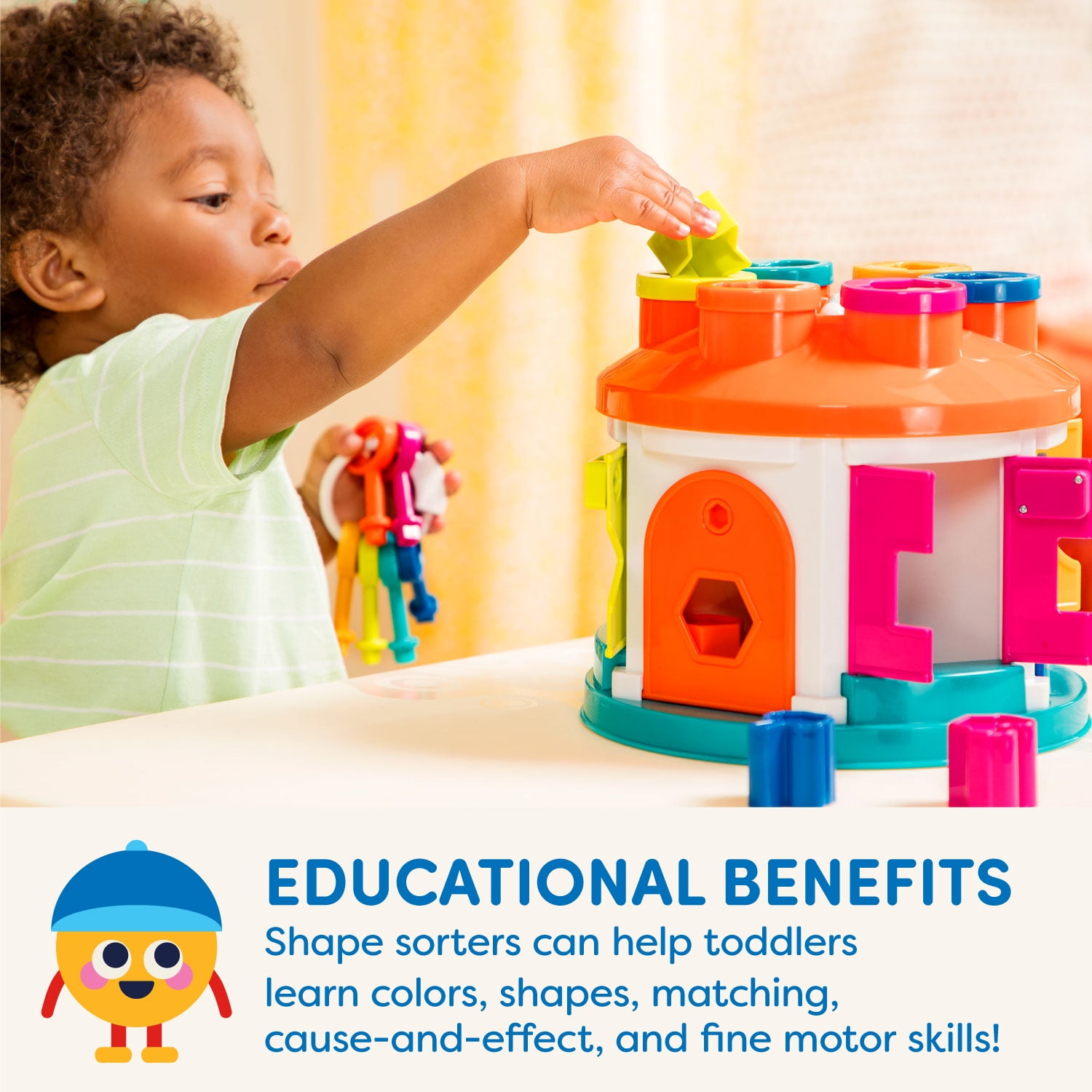 Battat Shape Sorter House Early Learning Activity Plastic Toy for