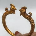 thumbnail image 2 of Solid Antique Gilt Phoenix Head Bracelet Wrist Hand Carved Auspicious Object, 2 of 9
